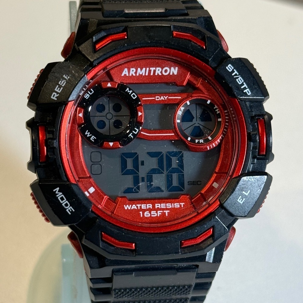 Armitron Pro Sport Digital Watch Black and Red Water Resistant 165FT